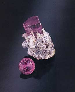 Pink Tourmaline Crystal and Faceted photo image