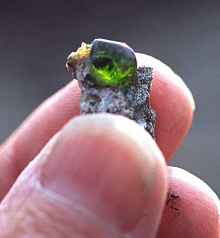 demantoid garnet in matrix