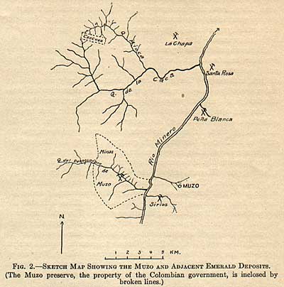 map of muzo, emerald, colombian emerald, muzo, chivor, cosquez, emerald mining