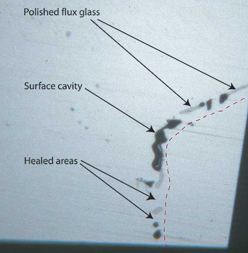 Surface of Flux-Healed Fracture photo image with callouts