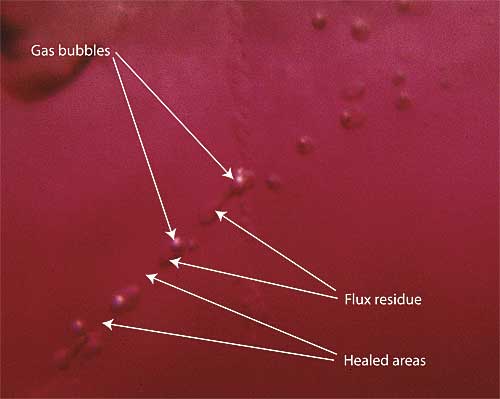 Flux Residue photo image with callouts