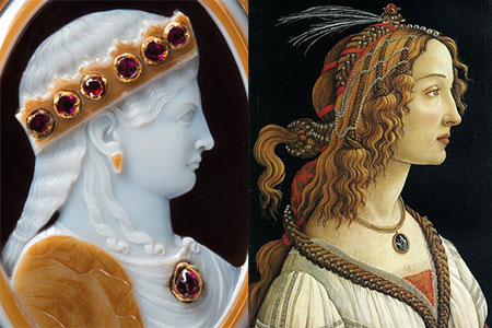 Sardonyx Bust and Boticelli Portrait photo image