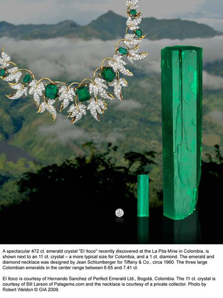 Emerald Crystals, Diamond, and Necklace image
