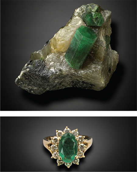 Emerald Rough and Cut photo images