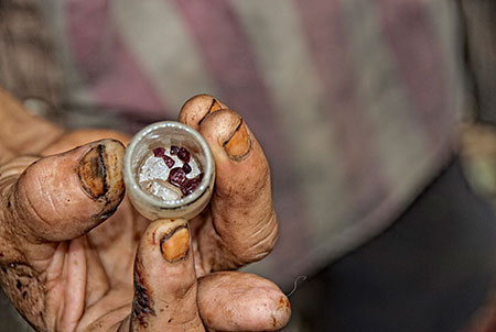 Miner With Rubies and Quartz photo image