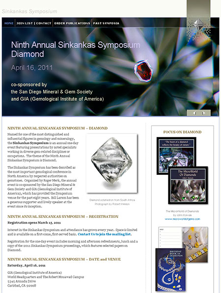 Sinkankas Symposium Website screenshot image