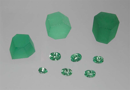 Synthetic Rough and Faceted Vanadium-Bearing Chrysoberyl photo image