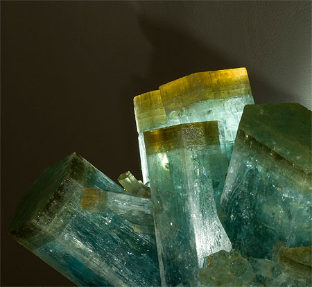 Heliodore-capped Aquamarine Cluster photo image